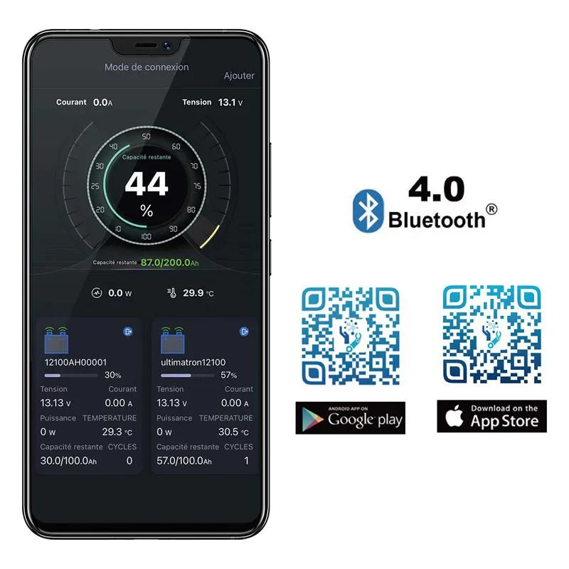 Ultimatron Batterie Lithium Sous Siège de 12.8V 100Ah LiFePO4 Smart BMS Avec Bluetooth Chauffage